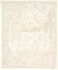 Anila Quayyum Agha Walk With Me My Beloved - 1 2016 Mixed media on paper (Laser-cut patterns on paper with mylar and embroidery) 35 x 28.5 in.