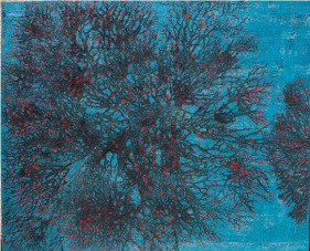 G. R. Iranna  Witness  2015  Acrylic on tarpaulin  54 x 66 in