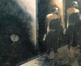 Yusuf Arakkal THE STREET - IX Acrylic and oil on canvas 48 x 58 in.  SOLD