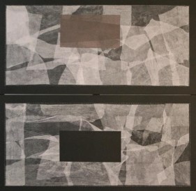 Yogesh Rawal UNTITLED 9 2007 Tissue paper, cellulose &amp; synthetic resin on wood 48 x 48 in.  SOLD