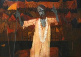 Shyamal Dutta Ray THE PREACHER 2005 Acrylic on canvas 23 x 35 in.