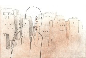 Damon Kowarsky CITIES AND DESIRE 1 2006 Etching on paper 5 x 8 in.