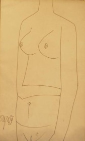 F. N. Souza UNTITLED (3/4 FEMALE NUDE) 1959 Ink on paper 13 x 9 in.