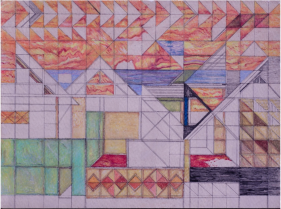 Swagata Bhattacharyya  Work No. 5Q (Untitled), 2022  Colored pencil and graphite on paper  5.83h x 8.27w in