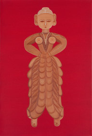 Rekha Rodwittiya Nayika/Guddiya (Red) 2009 Acrylic and oil on canvas 36 x 24 in.