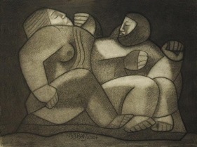 Neeraj Goswami GOSSIP 2006 Charcoal, pencil on paper 8.5 x 12 in.