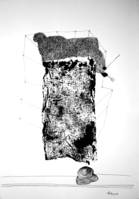 Partha Pratim Deb BOX HELD BY CORD 2004 Ink on paper 22 x 15 in.