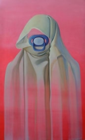 Sana Arjumand BIRDS OF A FEATHER - 5 2010 Acrylic wash and oil on canvas 60 x 36 in.