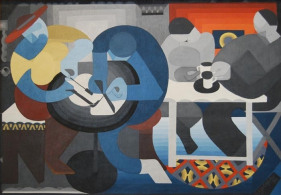 Uzo Egonu RESTAURANT AT BAD ORB 1980 Oil on canvas 49 x 70 in