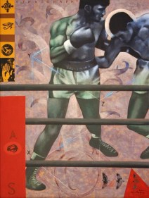 Baiju Parthan ETHNOGRAPHY - SPECTACLE AND ARTIFICE 2001 Acrylic on canvas 49 x 37 in.