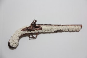 Promotesh Das Pulak VINDICATE - 4 2014 Shola flowers, glue and resin 18 x 2 x 1.5 in.