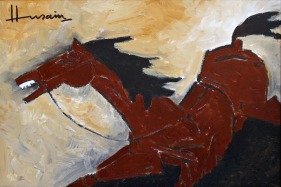 M.F. Husain RED HORSE 2000 Acrylic on canvas 18 x 24 in.