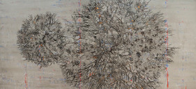 G. R. Iranna, Tempered Tree, 2015, Acrylic on tarpaulin, 66 x 144 in