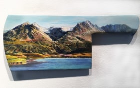 Adeela Suleman  I Will Meet You by The Water - 3 2017 Metal cleaver with enamel paint and hardner 5.5. x 12.5 in