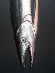 Rajan Krishnan FISH FROM THE RIVER IN THE MONSOON 2011 Acrylic on canvas 84 x 60 in.
