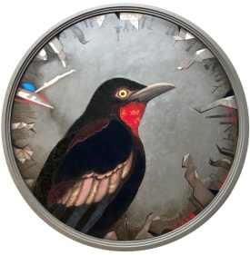 Jagannath Panda (b.1970)  Earth&rsquo;s Whisper - v, 2019  Acrylic, Fabric, glue, auto paint, plywood  40h x 40w in