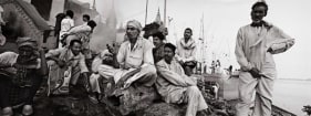 Raghu Rai AT MANIKARNIKA GHAT, WHERE HINDUS BURN THEIR DEAD 2004 Digital scan of photographic negative on archival paper 20 x 54 in.