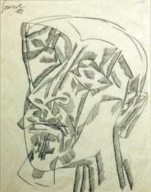 F.N. Souza UNTITLED (ABSTRACT HEAD) 1957 Ink on paper 10 x 8 in.