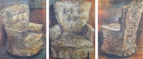 Indrapramit Roy THE CHAIR (TRIPTYCH) Mixed media on paper 29 x 63 in.