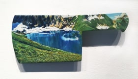 Adeela Suleman   I Will Meet You By The Water - 10  2017  Metal Cleaver with Enamel Paint and Hardener    5.5 x 12.5 in.