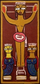 Jamini Roy CRUCIFIXION 2 Tempera on board 18 x 9 in.  SOLD