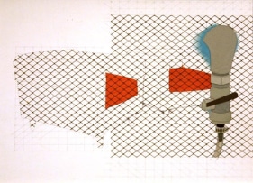 Mahreen Zuberi UNTITLED 2 (RED COUCHES) Gouache on wasli 8.5 x 12 in.