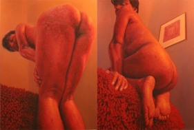Abir Karmakar, In the old fashioned way 1 (diptych), 2006, Oil on canvas, 48 x 36 in