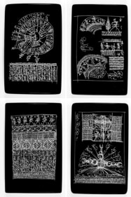 Rachid Koraichi Untitled (Talismanic Tablets) Detail 2015 Set of 33 black marble tablets 14 x 8.5 x 1 in. (each)