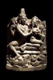 Uma Mahesvara Pala Dark green chlorite c 9th Century 23.5 in.