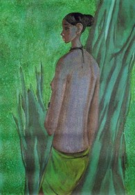 B. Prabha WAITING Oil on canvas 38 x 27 in.  SOLD