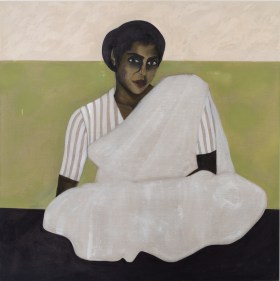 Achi, Dark in a Striped Blouse, 2023, Acrylic on Linen