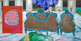 Saba Khan  The Smuggler's Drawing Room  2016  Crystals, beads and acrylic on canvas