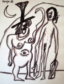 F. N. Souza UNTITLED (JESTER) 1983 Ink on paper 11 x 8.5 in.