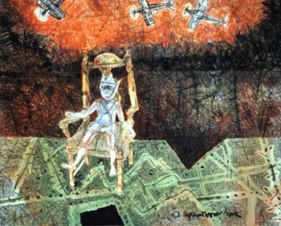 Shyamal Dutta-Ray THE GENERAL 2002 Mixed media on paper 20.5 x 24 in.