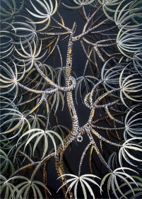 Rajan Krishnan  Plant from the Grove by the River 2, 2011  Acrylic on canvas  84h x 60w in