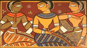 Jamini Roy Untitled (Three Figures) 17.5 x 33 in. Tempera on card Estimate - $25,000 - $30,000