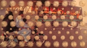 Fatima Munir Untitled (2) 2015 Hand-stitched embroidery and inkjet on canvas 11 x 16 in.