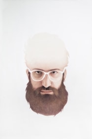 Irfan Hassan Head Of Keiman Mahabadi, Homage To Sani Ol Molk 2017 Opaque watercolor on paper  22 x 15 in.