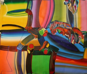 Bose Krishnamachari STRETCHED BODIES 21 2007 Acrylic on canvas 48 x 48 in.