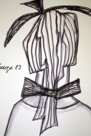 F. N. Souza UNTITLED (PORTRAIT WITH BLACK RIBBONS) 1983 Marker on archival paper 11 x 8 in.