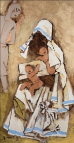 M.F. Husain Untitled (Mother Teresa) 2004 Acrylic on canvas 67.5 x 36 in.
