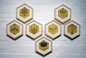 Abdullah M. I. Syed BUZZWORDS (Ed. of 12) 2009 Etching, photo-transfer and aquatint on paper 7 x 8.5 in. (x7)