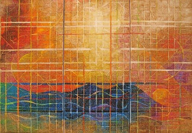 Vandana Shourie INWARD JOURNEY 9 - AHIR BHAIRAV (TRIPTYCH) Acrylic on canvas 36 x 48 in.