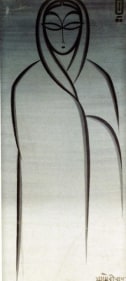 Jamini Roy UNTITLED (WOMAN) Tempera on paper 24 x 10.5 in.