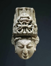 Crowned head of Vishnu or Surya India (probably Rajasthan) 10th-11th century Sandstone 9.3 x 5.9 x 9.1 in.