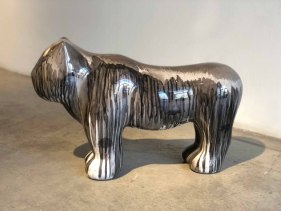 H.G. Arunkumar  Tiger, 2018  Paper pulp, cement, wood glue, aluminum, floor paint and clear coat  16.50 x 7 x 25.50 in