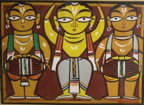 Jamini Roy Untitled (Dancer with Drummers) ND Gouache on card 13 x 18 in.