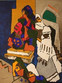 M.F. Husain WOMEN FROM YEMEN 2006 Acrylic on canvas 58 x 46 in.