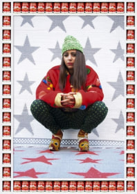Hassan Hajjaj Yadi 2013 Metallic lambda print on dibond with wood and tomato tins 52.25 x 36.75 in. Edition 1 of 5