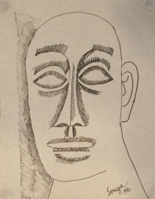 F.N. Souza Untitled (Head) 1952 Ink on paper ​7.5 x 6 in.